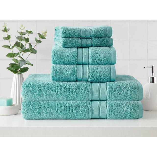 6pk Cotton Rayon from Bamboo Bath Towel Set Seafoam - Cannon