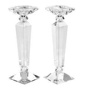 Crystal Candle Holders Set of 2,Crystal Taper/Pillar Candlestick Holders,Ultra Elegant & Modern Centerpiece Home Décor,Wedding(12inch Tall)