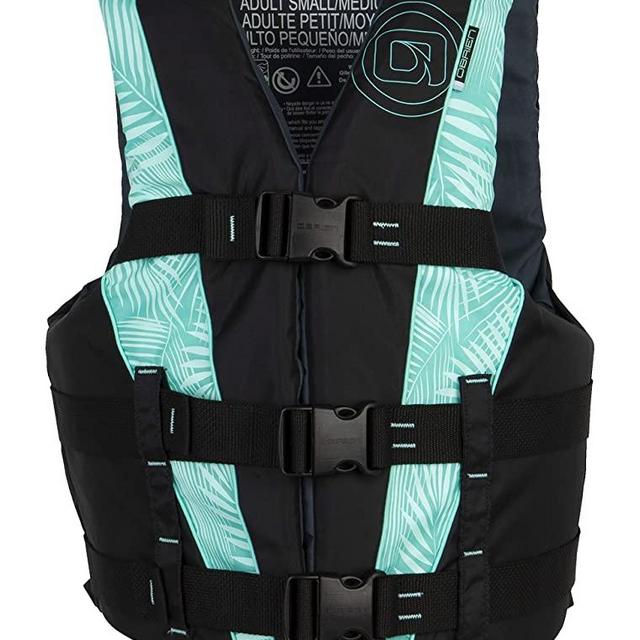 O'Brien Womens 3 Belt Sport Life Jacket, Small/Medium, Aqua