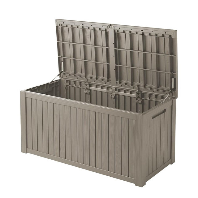 Yardgrace 200 Gallon Lockable Resin Outdoor Storage Box, Waterproof & Weather Resistant Deck Box for Patio Cushion, Garden Tools & Pool Accessories, Grey