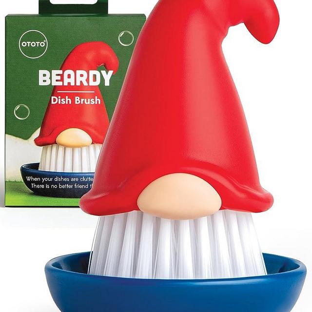 New!! Beardy Dish Brush by OTOTO - Kitchen Scrubbers for Dishes, Kitchen Scrub Brush for Cleaning Dishes, Dish Scrubber Brush - Gnome Gifts, Cute Kitchen Accessories, Funny Kitchen Gadgets