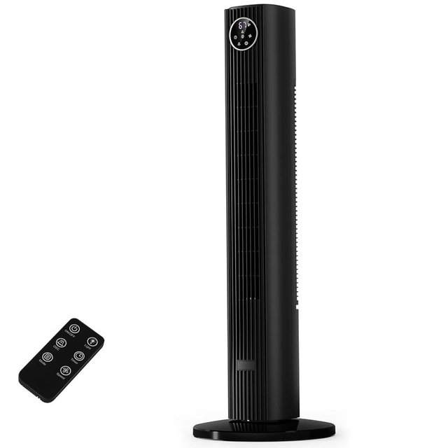 Antarctic Star Tower Fan Portable Floor Fans 85°Oscillating Fan Quiet Cooling 12H Timer Remote Control Standing Bladeless Electric 3 Wind Speeds 4 Modes Bedroom Office,36 inch, Black
