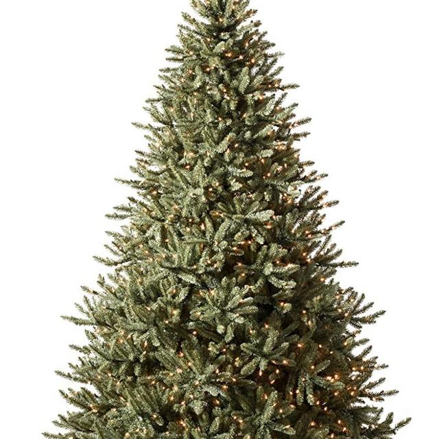 Balsam Hill 7.5ft Premium Pre-lit Artificial Christmas Tree 'Traditional' Classic Blue Spruce with Clear Incandescent Lights, Stand, Storage Bag, and Includes Fluffing Gloves, and Extra Bulbs