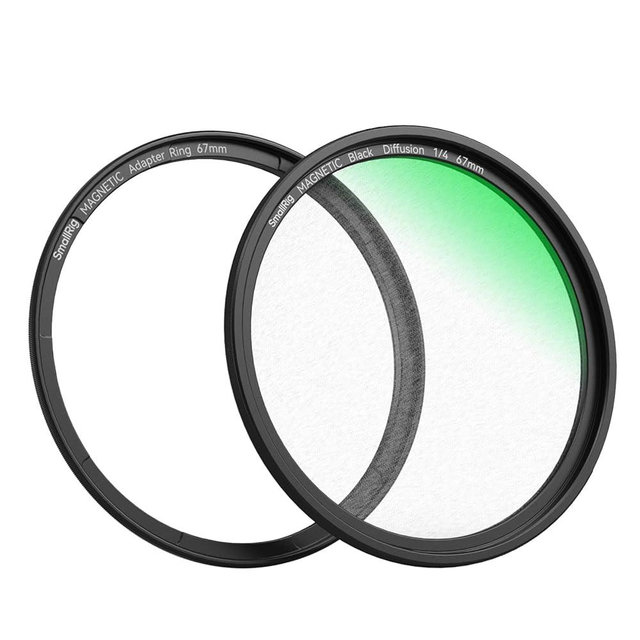 SmallRig 67mm Magnetic Black Diffusion 1/4 Mist Filter + 67mm Threaded Filter Ring, Featuring HD Optical Glass with 28 Layers Multi Nano Coating - 4583