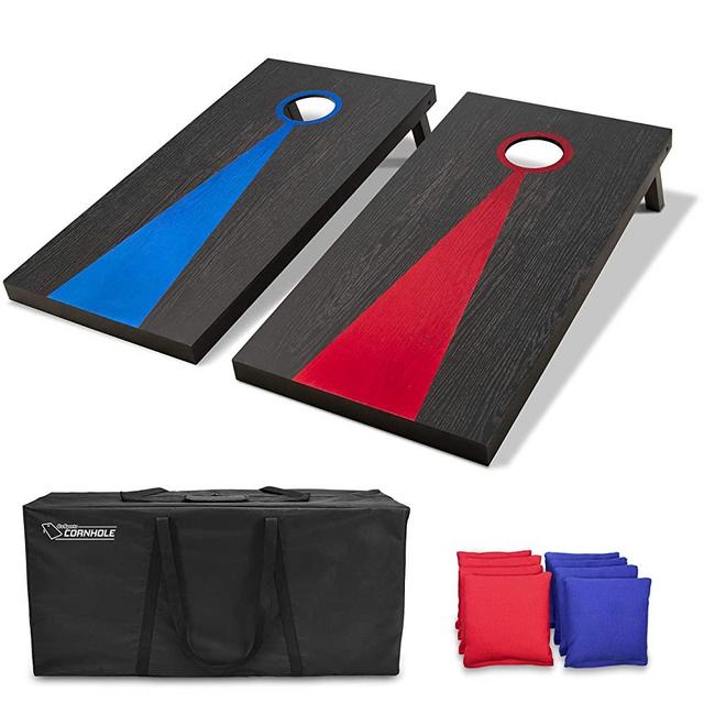 GoSports Regulation Size Solid Wood Cornhole Set - Includes Two 4' x 2' Boards, 8 Bean Bags, Carrying Case and Game Rules