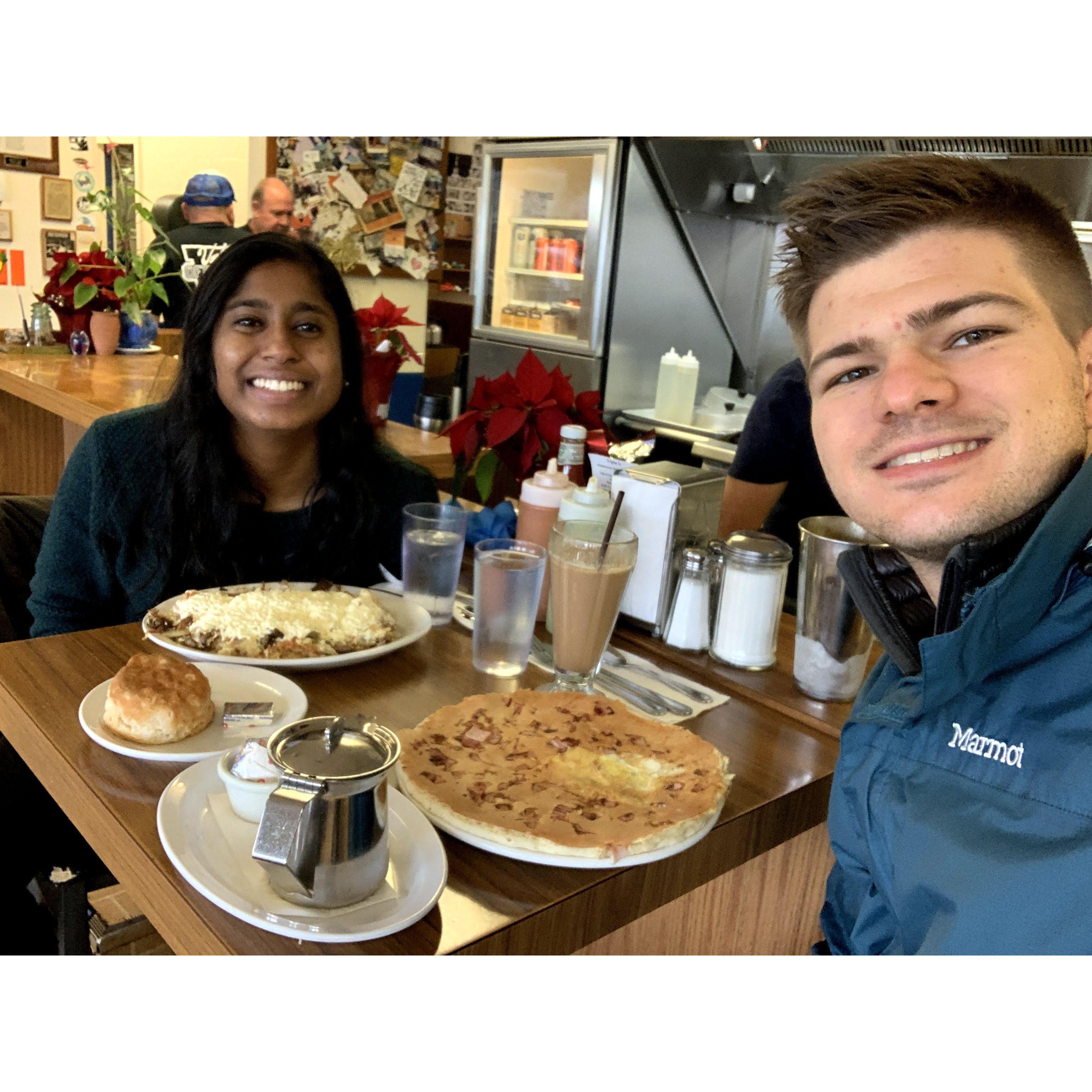 Tim and Sangeetha in their natural habitat... eating