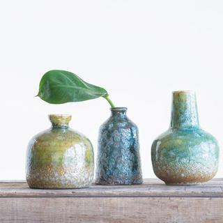 Textured Stoneware 3-Piece Vase Set