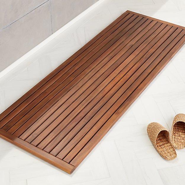 Lateral Teak Natural Bath Runner