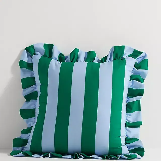 Maeve by Anthropologie Striped Ruffle Indoor/Outdoor Pillow