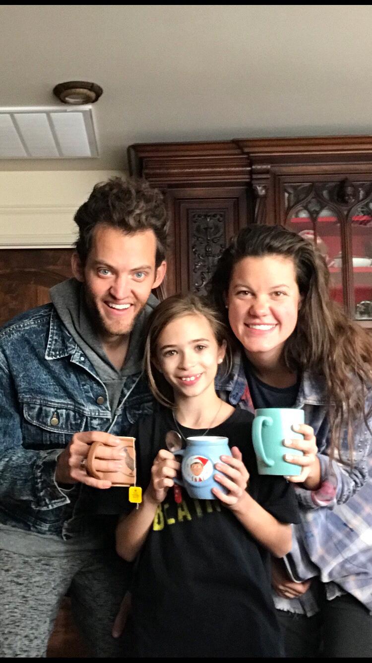 Faith and Patrick visiting their friend Addison around Christmas time.