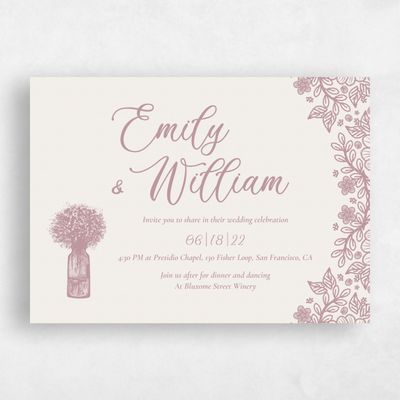 Linen, Beige Wedding Invitation - Kenton Border