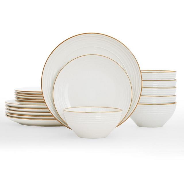 Famiware Jupiter Dinnerware Set, Plates and Bowls Sets for 6, Microwave and Dishwasher Safe, Scratch Resistant, 18 Pieces Dishes Set, White