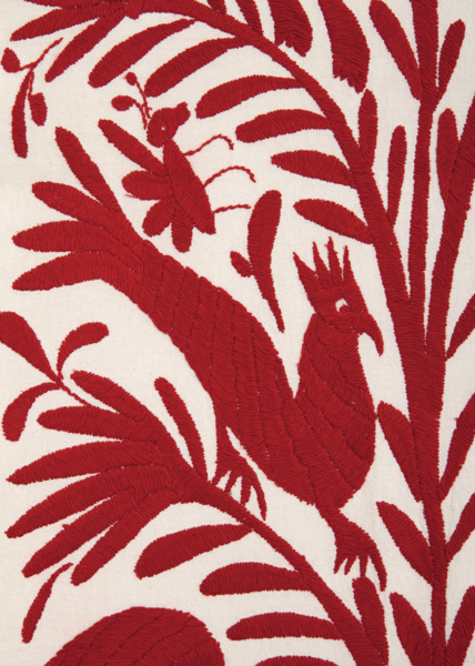 Otomi Mexican Hand Embroidery Table Runner in Red