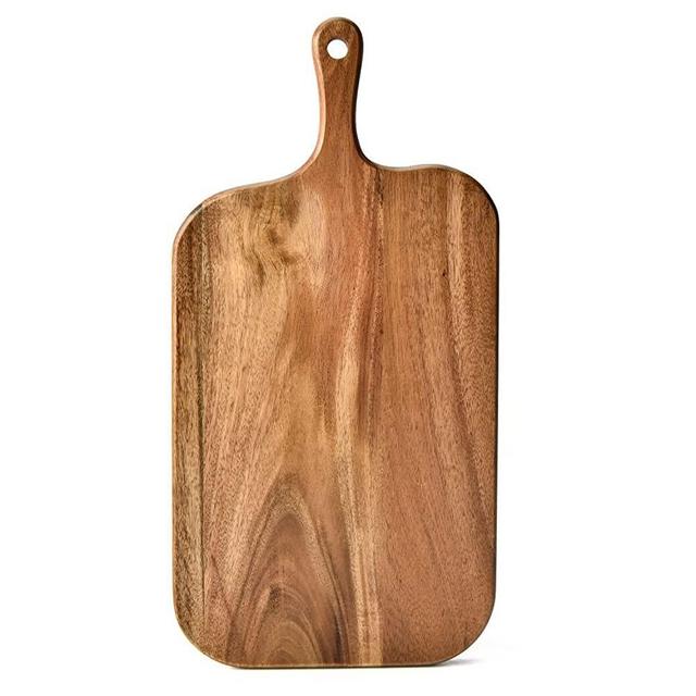 BILL.F Acacia Wood Cutting Board with Handle Wooden Charcuterie Board Paddle Cheese Board Serving Boards for Kitchen Meat, Pizza,Cheese, Bread, Vegetables &Fruits 15'' x 7.5'' x 0.6''