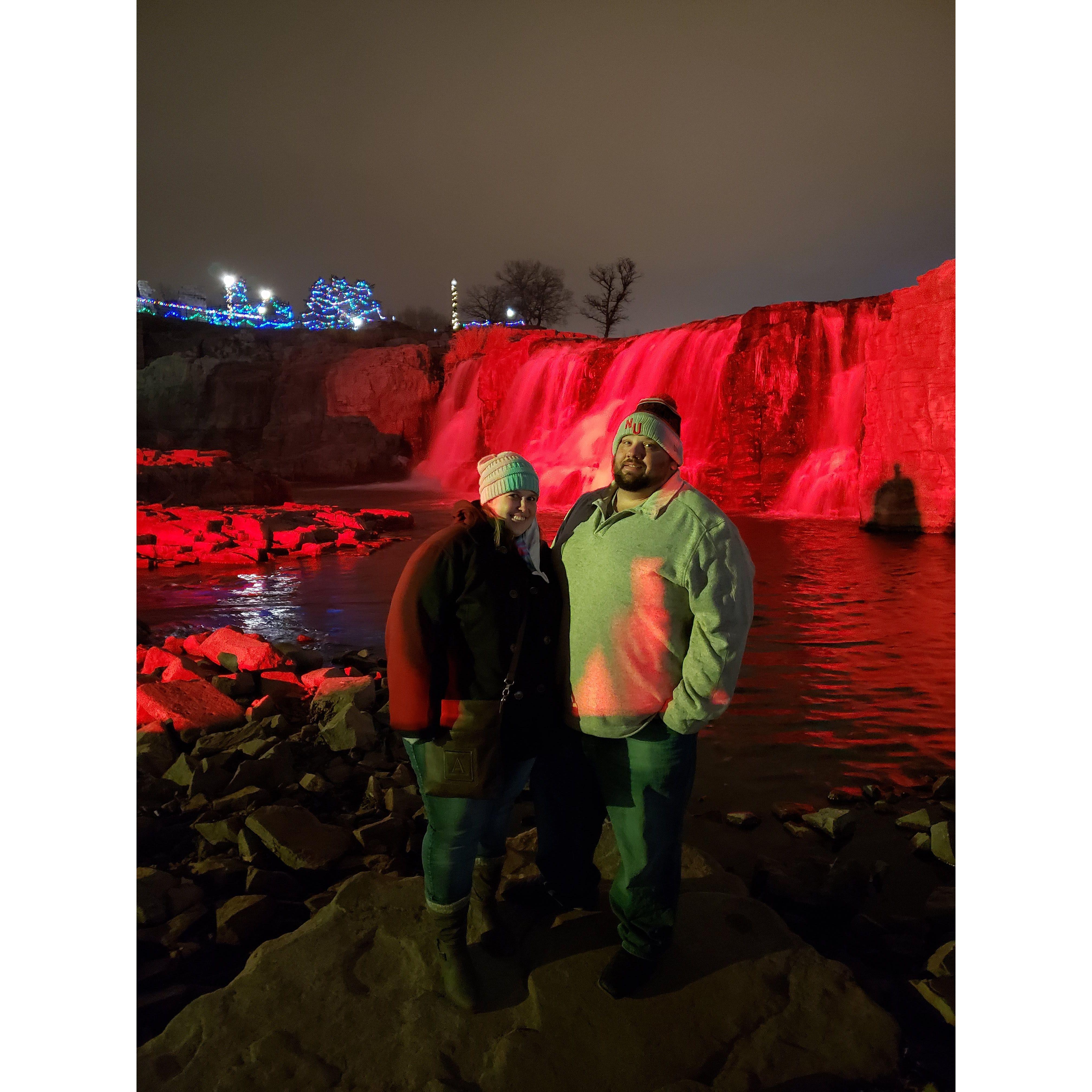 My Matron of honor took this photo on our first vacation together.  We all just happened to be in Sioux Falls to see the Christmas lights.