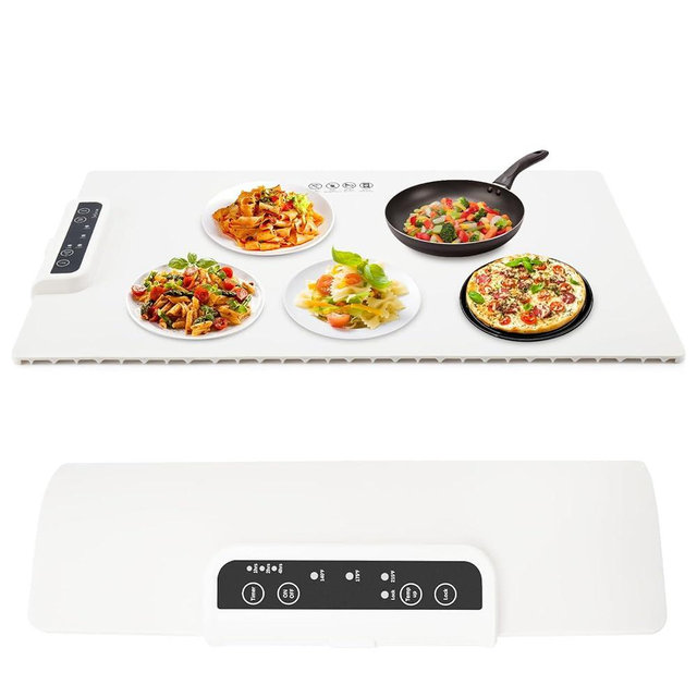 Food Warming Mat - Full Surface Heating,Rollable & Portable,Premium Silicone Nano-Material,3 Temperature Settings,Auto Shut-Off -Food Warmer for Gatherings,Parties,Everyday Use
