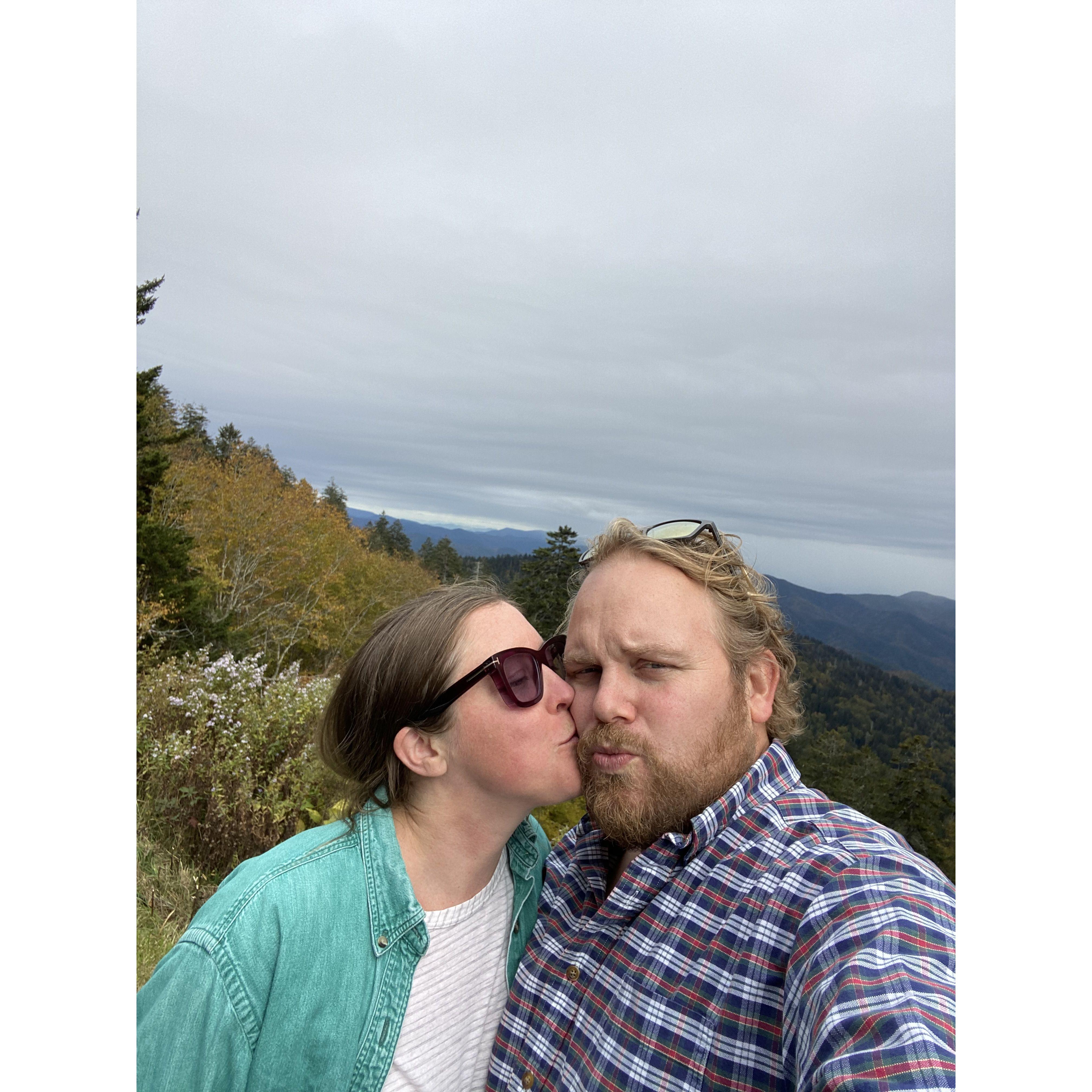 From our trip to the Smokey Mountains. Roadtripping together has only brought us closer together.