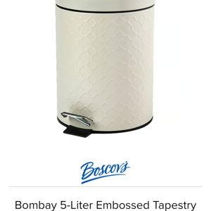 Bombay 5-Liter Embossed Tapestry Trash Can - Pale Grey - Boscov's