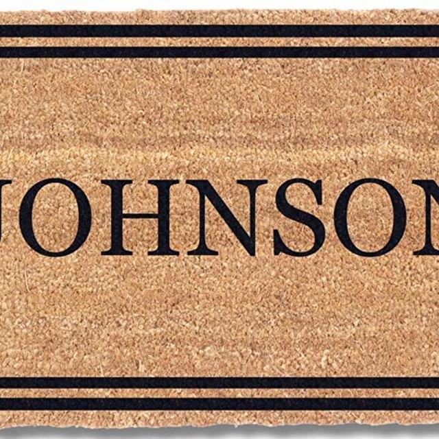 Coco Mats 'N More Black Double Bordered Personalized Coco Doormat 22" x 36" with Vinyl Backing | Welcome Mats Personalized | Tough Coir Bristles Cleans Dirtiest Shoes | Housewarming Gifts New Home