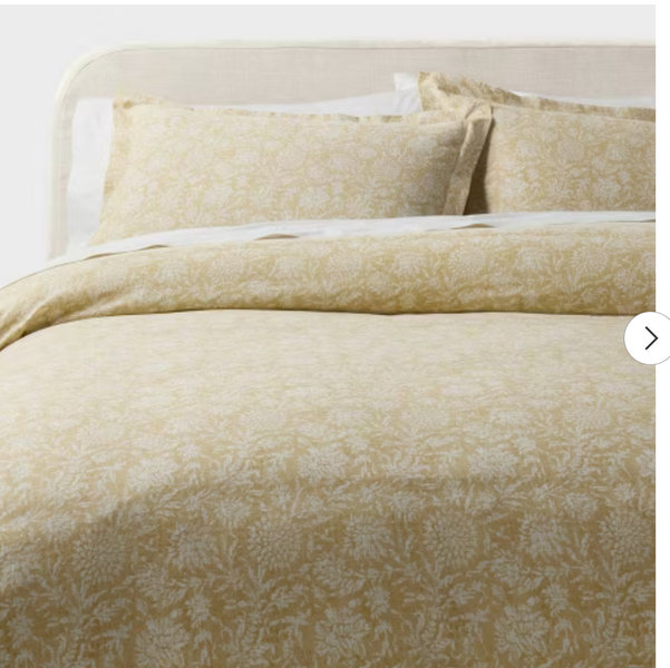 Full/Queen Casual Textured Cotton Printed Duvet Cover and Sham Set Yellow - Threshold™