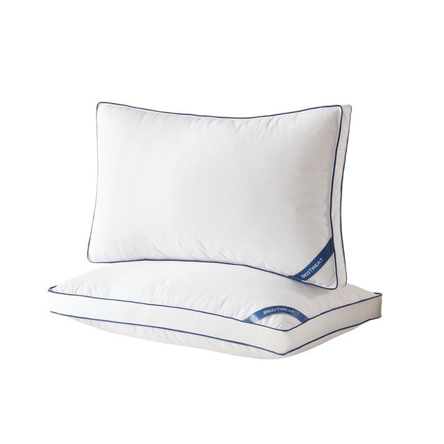 BedTreat Goose Down Pillows King Size Set of 2,Hotel Feather Pillows with Organic Cotton Cover,Medium Firm Bed Pillows for Side,Stomach and Back Sleepers,Luxury,Breathable(20X36)