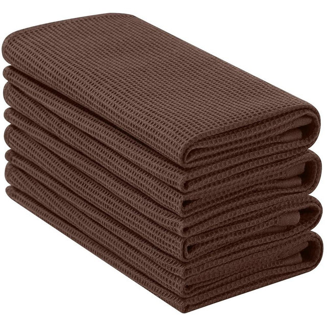 Homaxy 100% Cotton Waffle Weave Kitchen Towels - 4 Pack Soft and Absorbent Dish Towels - 16 x 26 Inches Quick Dry Hand Towels - Coffee