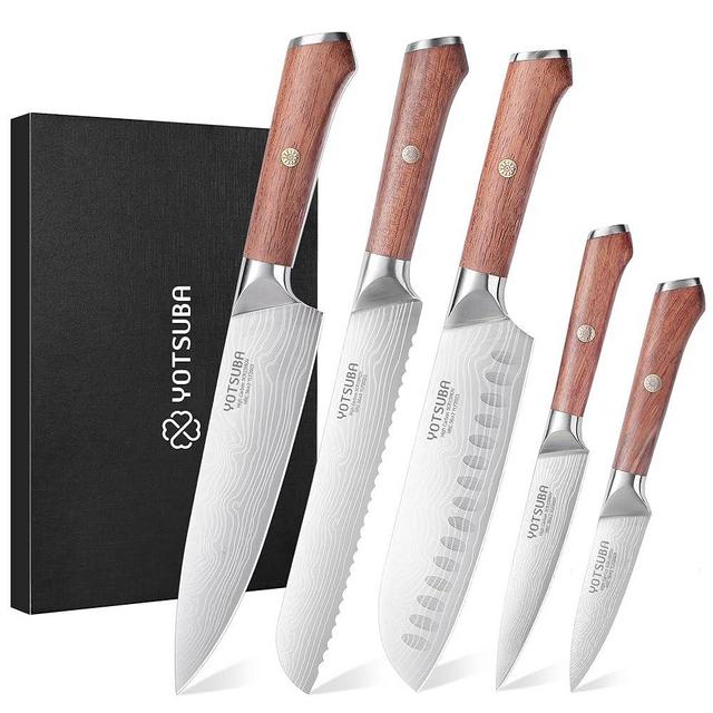 YOTSUBA 5PCS Kitchen Knives Set,Kitchen Knife Set,German High Carbon Stainless Steel Ultra Chef Knife Sets with Ergonomic Handle for Chopping Vegetable and Cooking