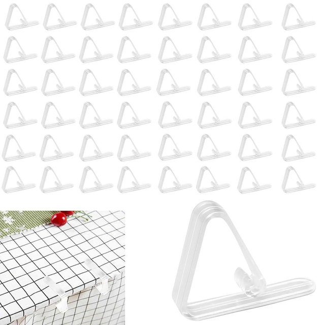 48 Pcs Plastic Table Cloth Holder - Clear Clips for Outdoor Picnic Tables, Skirt Clip to Hold Down Tablecloth for Party Events