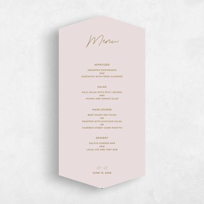 Pink Diamond Wedding Menu - Geneva