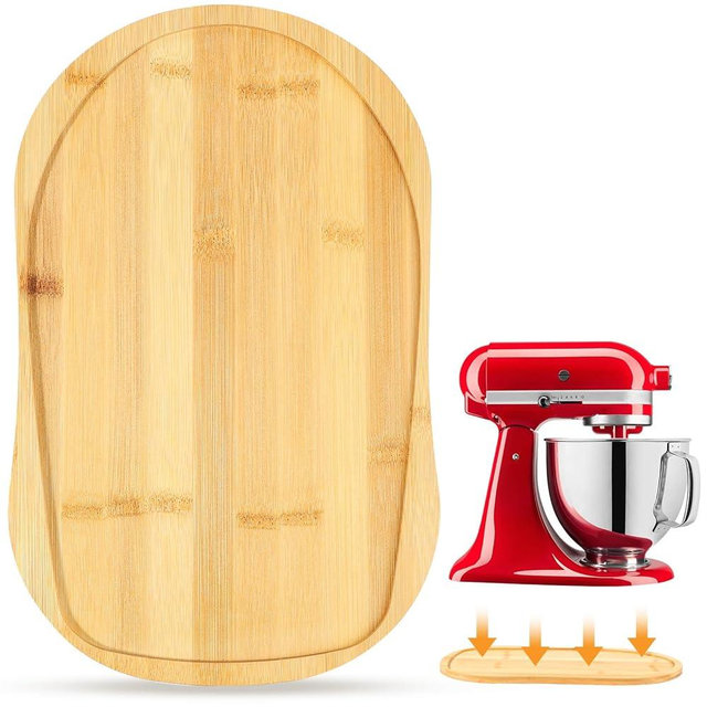 Ottkids Mixer Slider Mat Compatible With KitchenAid 4.5-5 Qt Tilt Head Stand Mixer,Bamboo Appliance Sliding Mat Pad,Kitchen Countertop Storage Accessories Mixer Moving Tray Attachments