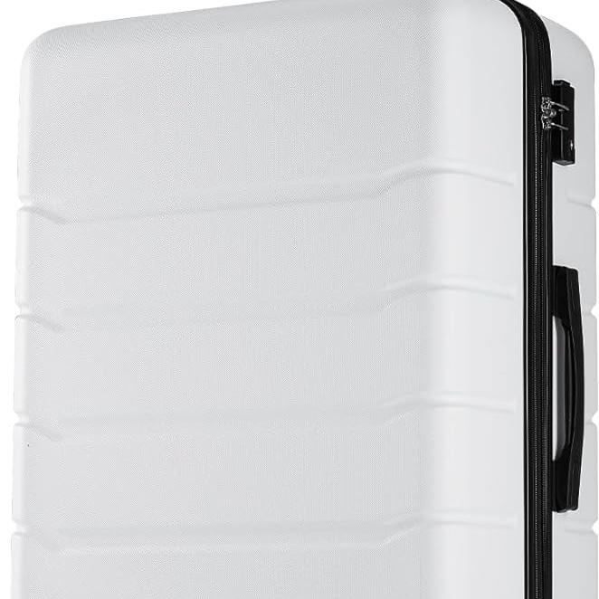 Sweetcrispy Carry on Luggage with Spinner Wheels Lightweight Expandable Hard Shell ABS Suitcase with TSA Lock, White, 20 inch