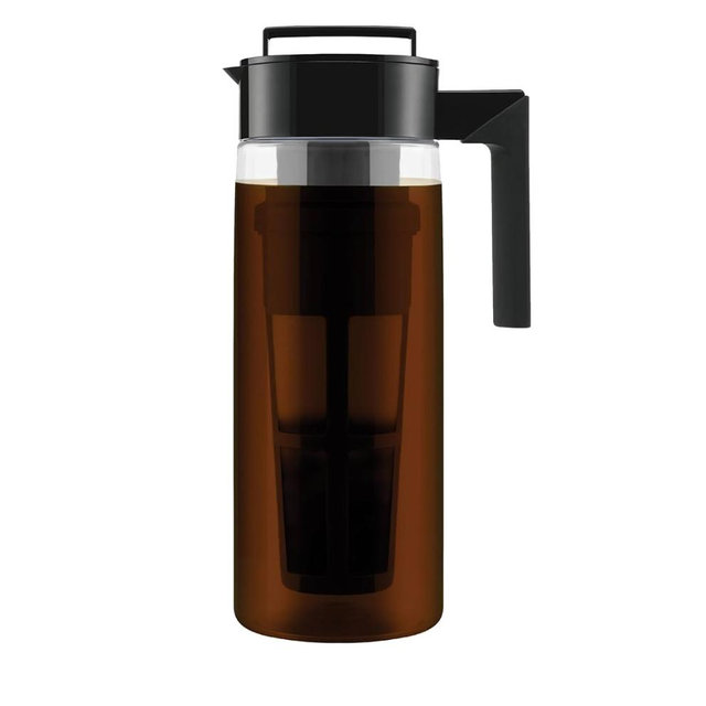 Takeya Tritan Cold Brew Coffee Maker - Airtight Pitcher with Leak-Free Lid - BPA-Free Cold Brew Maker with Silicone Handle - Dishwasher-Safe Pitcher for Homemade Cold Brew - 2 Quart, Black