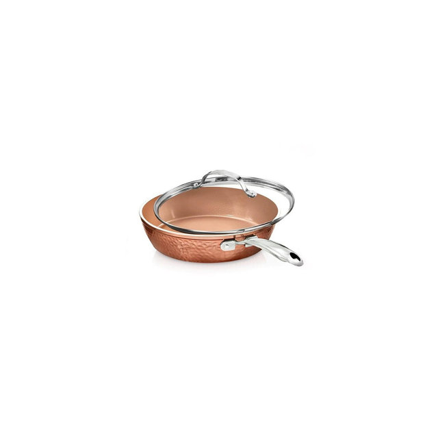 Gotham Steel Hammered 12'' Fry Nonstick Fry Pan with Lid