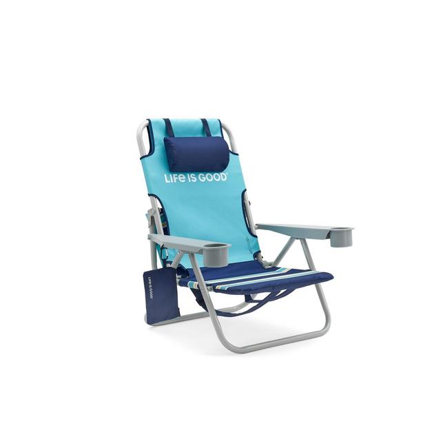Outdoor Beach Chair with Silver Frame & Blue Turtle - Life is Good