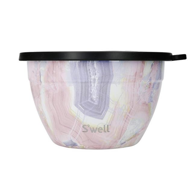 lifetime brands europe limited S'well Salad Bowl Kit, Geode Rose 1.9L - Salad Lunch Box with Condiment Container and Removable Tray - Leak-Proof and Dishwasher Safe
