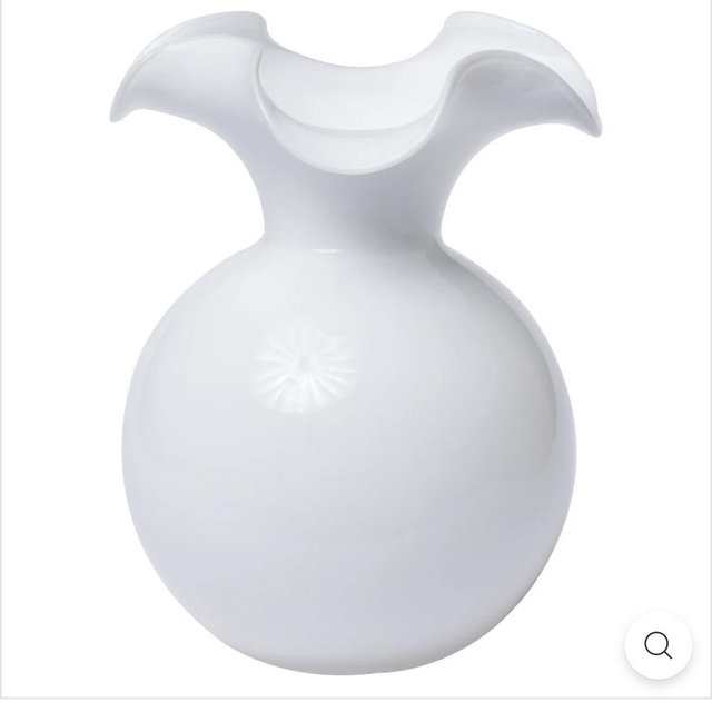 Hibiscus Glass White Large Fluted Vase