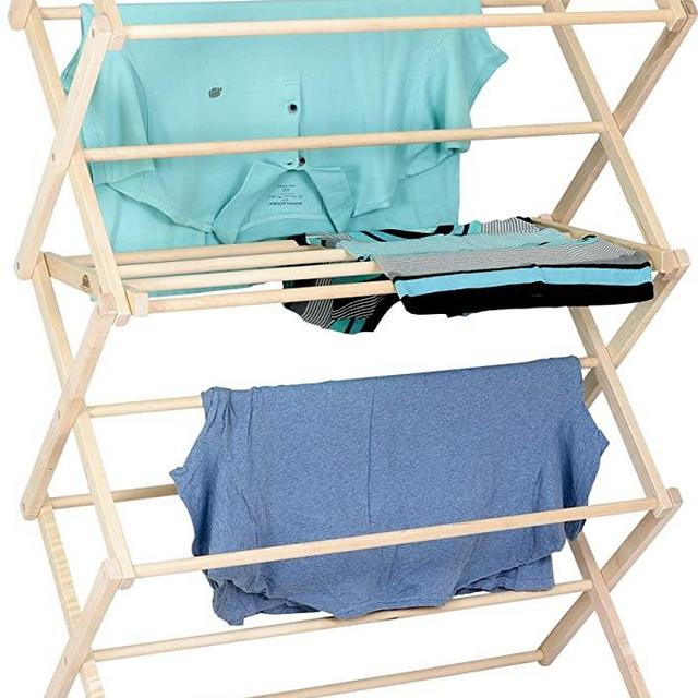 Pennsylvania Woodworks Clothes Drying Rack: Solid Maple Hardwood Laundry Rack for Shirts, Jeans, Kids' Clothing & More, Heavy Duty Folding Drying Rack, Made in USA, No Assembly Needed, Large