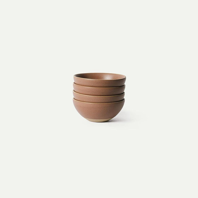 MORA Small Bowls Set of 4, 16oz Ceramic Pottery Dessert Bowls - Microwave, Oven and Dishwasher Safe - Terracotta