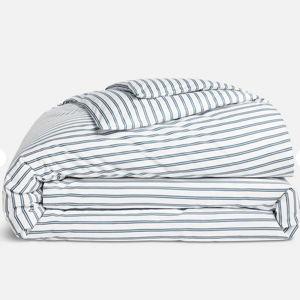 Duvet Cover | queen, Classic Percale | color: tandem stripe in storm (blue)