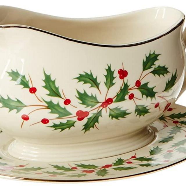 Lenox Holiday Gravy Boat and Stand