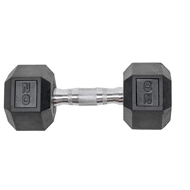 Tru Grit Fitness Rubber Hex Dumbbells - Featuring Ergonomic Chrome-Plated Handles, Solid Cast-Iron Core, Hexagonal Shape, and Durable Hex Rubber Heads