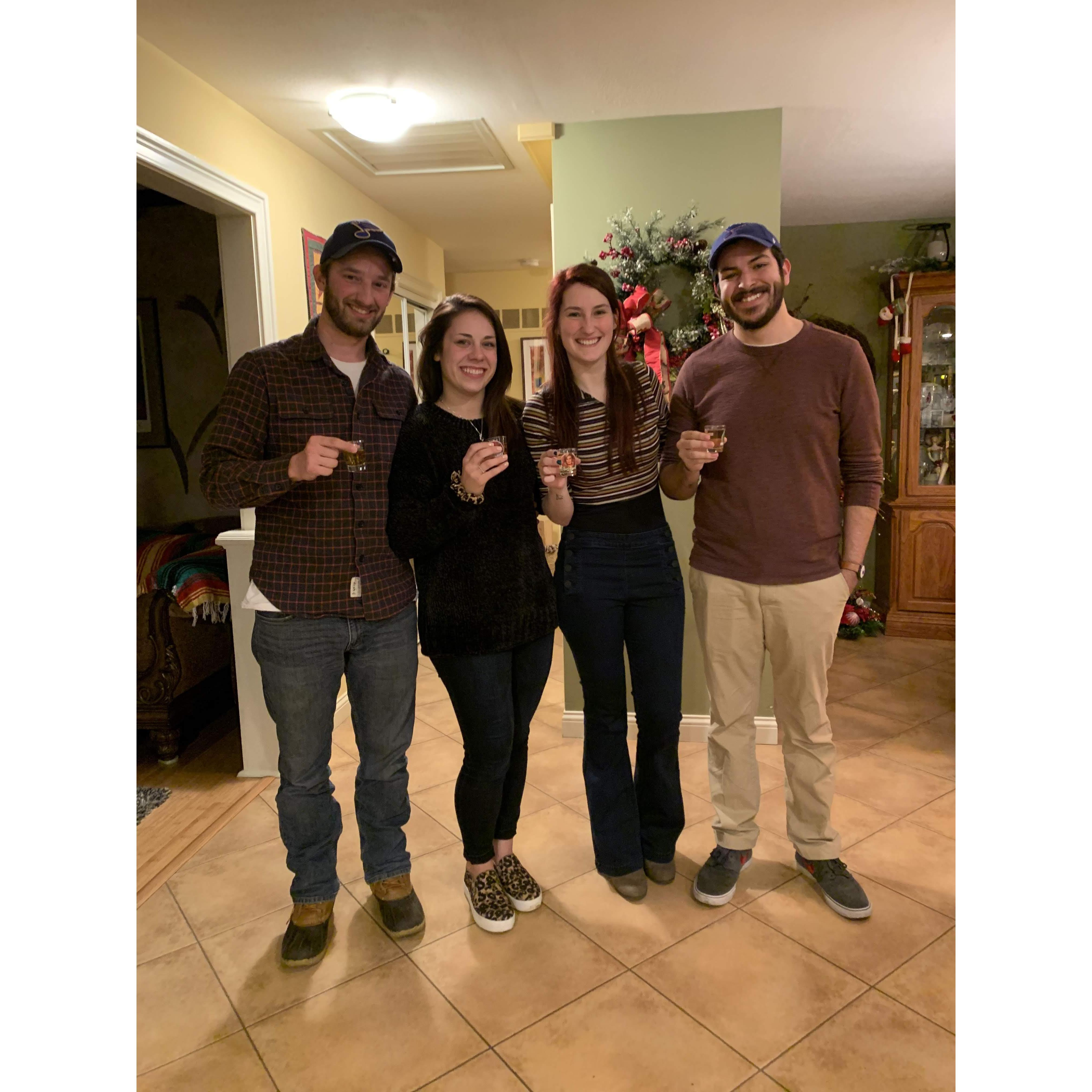 With bridesmaid Kiley and her fiancé Joe, Christmas break 2019
