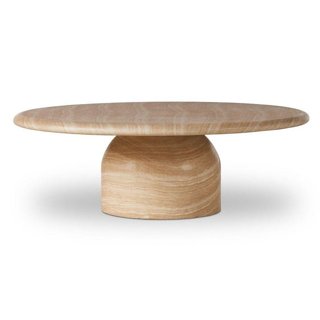 Cardinal Round Concrete Coffee Table, Sand Striae