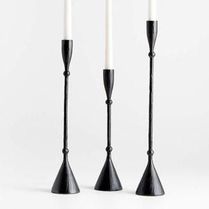 Ferric Large Black Metal Taper Candle Holder | Crate & Barrel