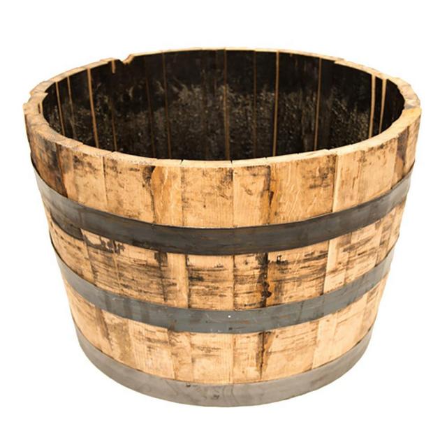 26 in. Dia x 17.5 in. H White Oak Wood Whiskey Barrel