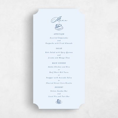 Blue Ticket Wedding Menu - Elodie