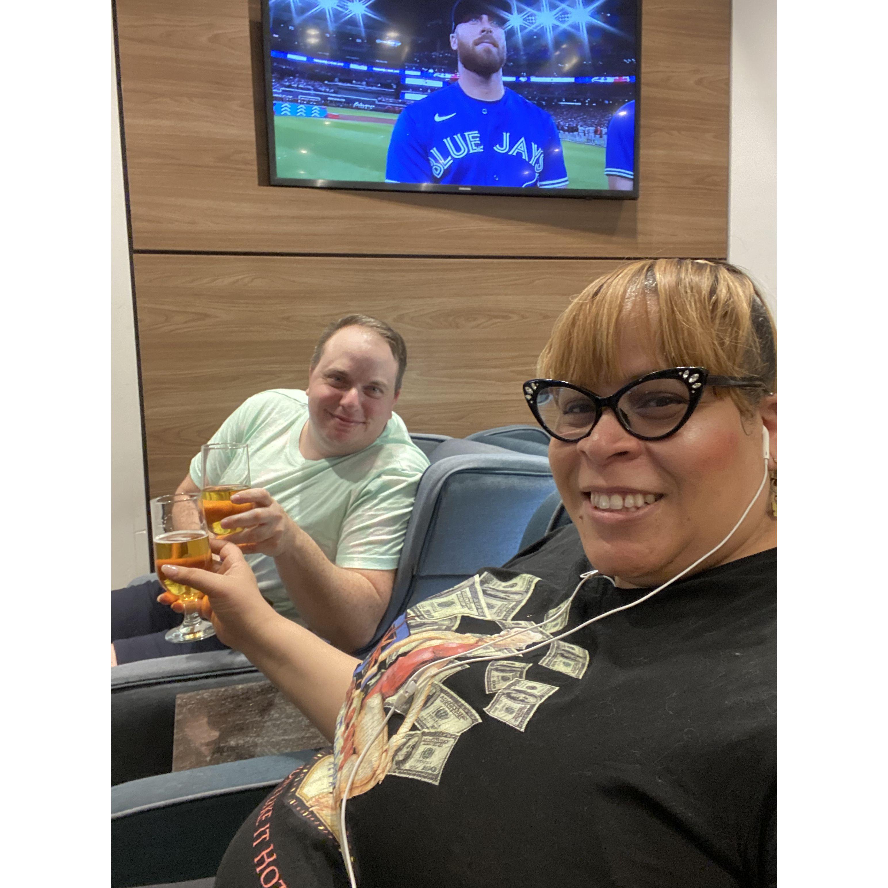 Hanging out in the lounge just before heading to Vegas!