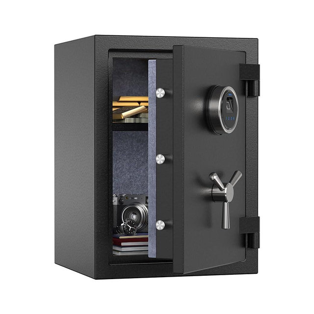 RPNB Deluxe Biometric Fireproof Safe Box,Digital Fingerprint Fireproof Waterproof Safe with Touch Screen,Removable Shelf and 3 Spoke Safe Handle,Home Safe for Cash Documents Jewelry,1.29 Cubic Feet