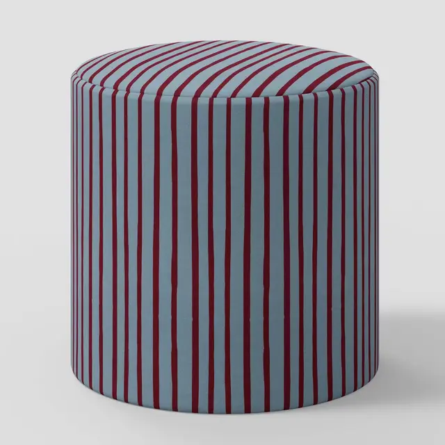 Drum Ottoman in Waverly Stripe Berry Ocean - Threshold™