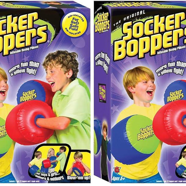 Socker Boppers Inflatable Boxing Pillows - Pair Boppers – colors will vary, Box and Bop, Durable Vinyl, Active Outlet That Aids in Agility, Balance and Coordination, Safe Fun Indoor or Out,(Pack of 2)